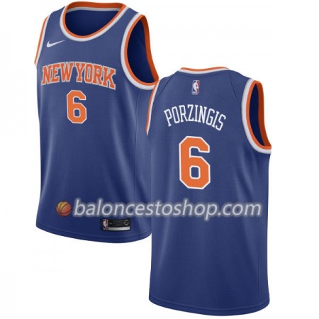 Camiseta Hombre NBA New York Knicks Kristaps Porzingis 6 Nike 2017-18 Azul Swingman